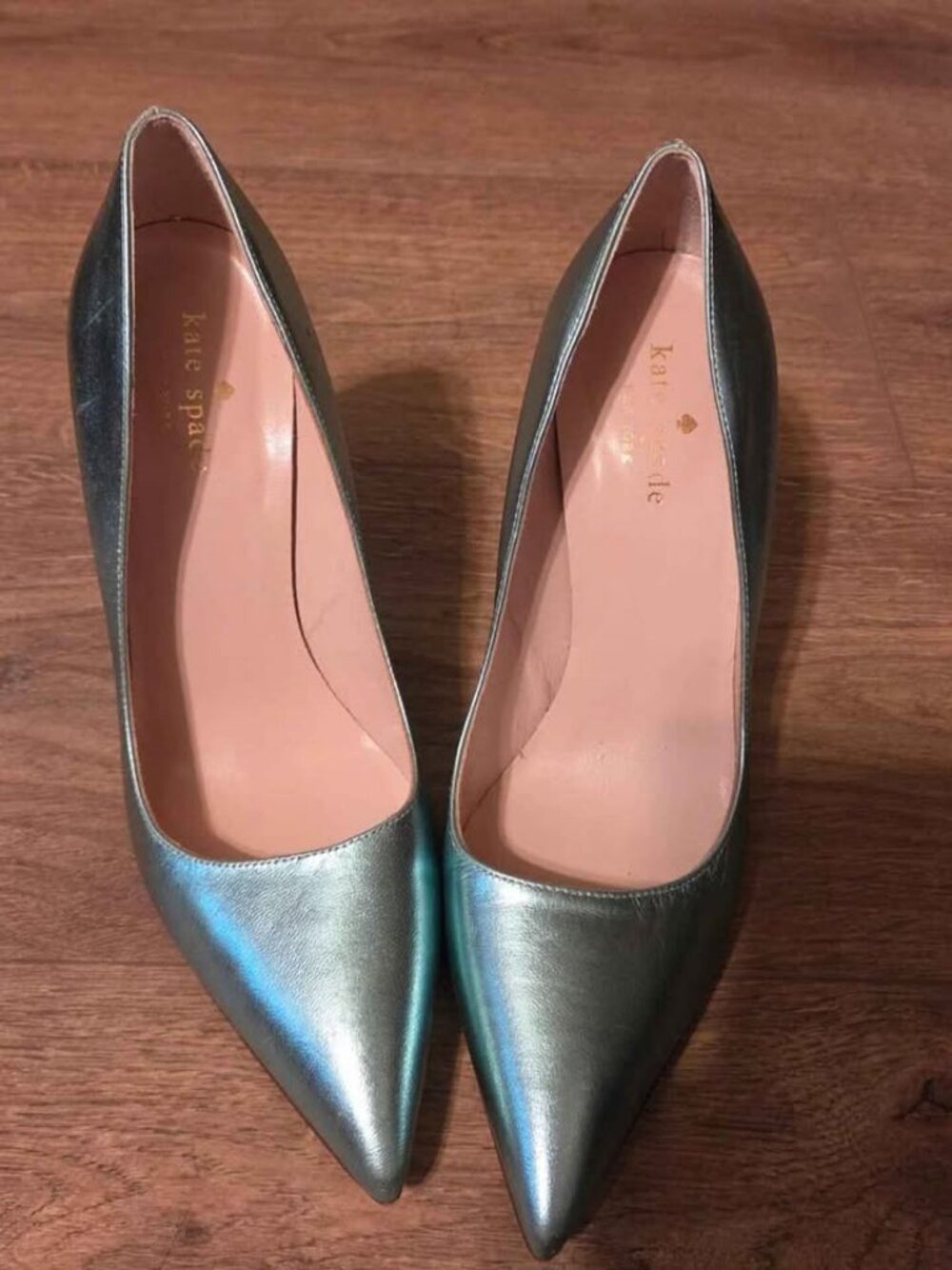 Kate Spade New York Metallic Teal Heels 7.5